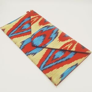 Southwestern Ikat Clutch Bag Red Blue